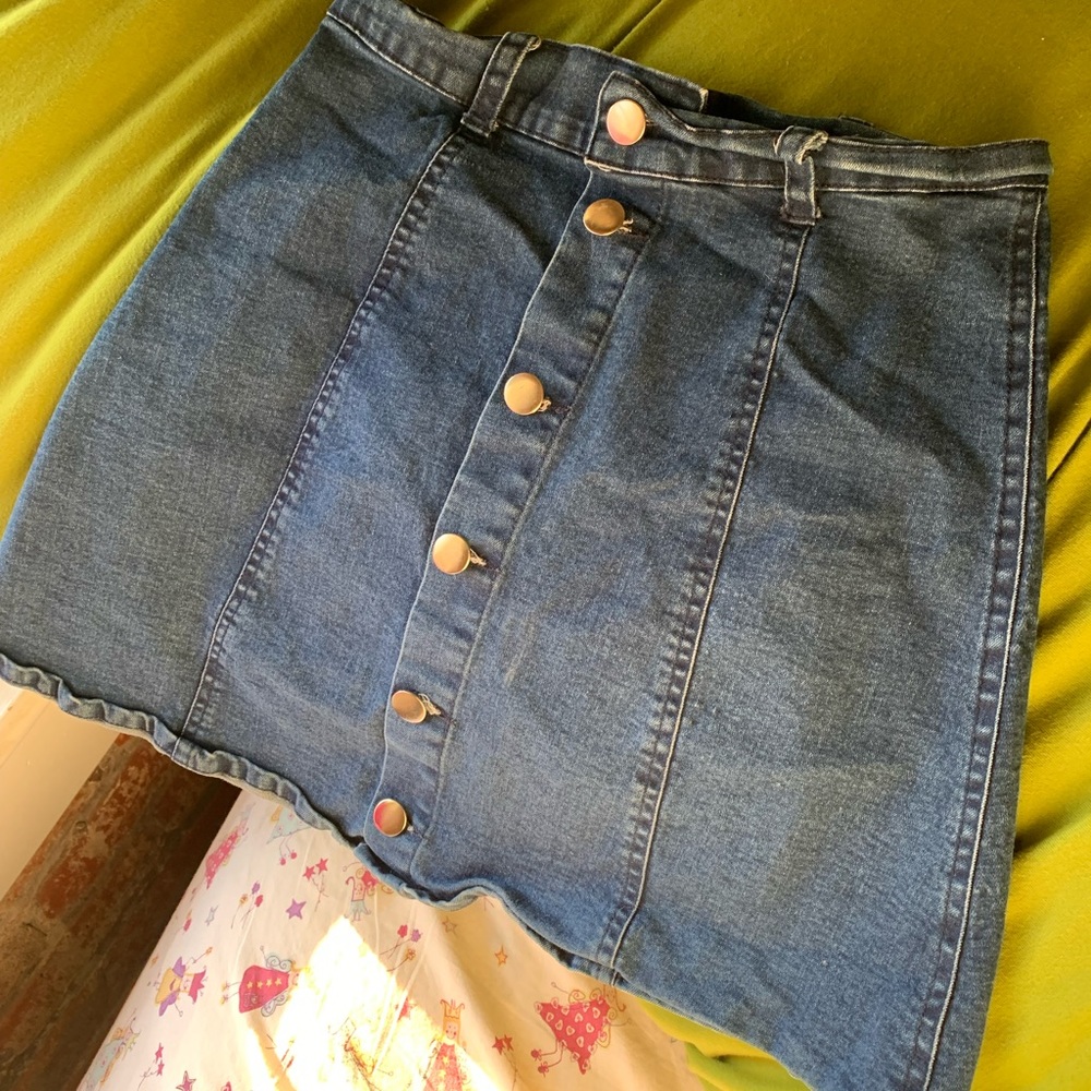 Button Up Jean Skirt
